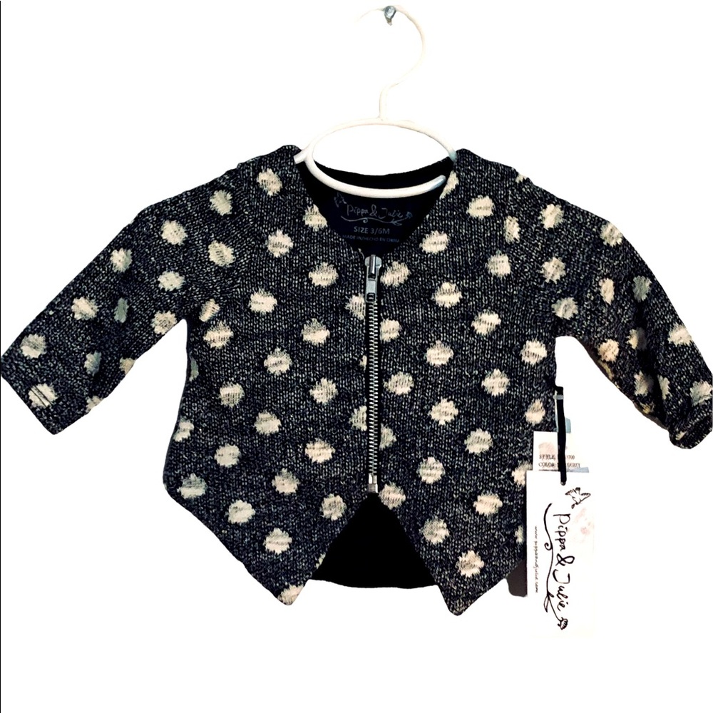 NWT 3-6M zippered sweater long sleeve jacket. Layer it with red pants and top!!!